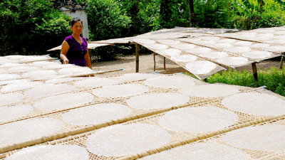 Nghề tráng bánh được bà con Quảng “mang” theo vào miền Tây Nam Bộ. Sắp tới UBND thị trấn Sa Rài (huyện Tân Hồng, tỉnh Đồng Tháp) sẽ công bố hình thành làng nghề truyền thống bánh tráng Sa Rài.Ảnh: MỸ DUNG