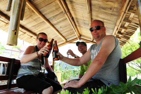 Tourists enjoyed “ Sightseeing Vietnamese countryside on the buffalo carts” tour.