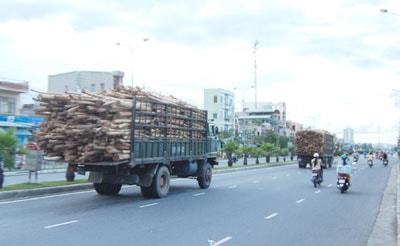 Những xe chở hàng như thế này sẽ khiến đường sá nhanh xuống cấp. Ảnh: C.T