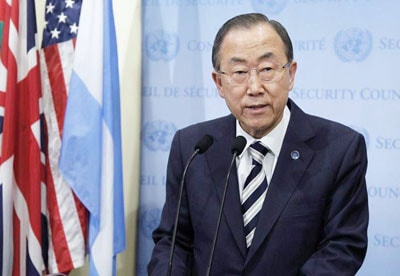 Tổng Thư ký Liên hiệp quốc Ban Ki-moon thông tin về kết quả điều tra chính thức tại Syria ngày 17.9.                                                                                                                              Ảnh: UN 