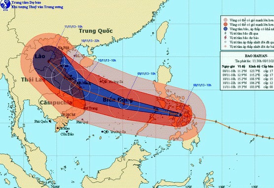 Vị trí và đường đi của cơn bão