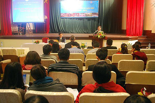 An overview of the Quang Nam new tourism products  introduction in Ha Noi. Photo: Kim Bao.