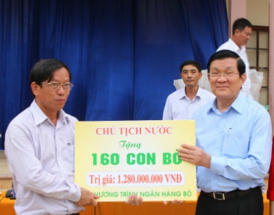 Tặng tượng trưng cho tỉnh Quảng Nam 160 con bò.