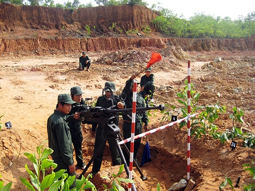 Khẩu đội súng máy phòng không 12,7 ly Núi Thành luyện tập nâng cao khả năng sẵn sàng chiến đấu.Ảnh: THANH TƯỜNG