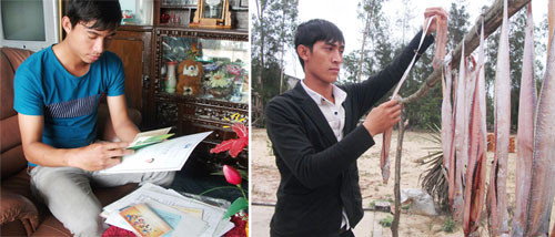 Vỡ mộng du học về nước tháng 8.2013, em Võ Văn Trung (trái) và Trần Văn Thiên chưa định hướng được tương lai sắp tới.Ảnh: VĂN HÀO