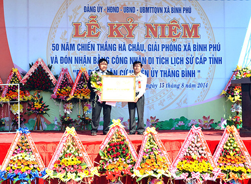 Ông Nguyễn Văn Ngữ nhận bằng công nhận Di tích lịch sử cấp tỉnh