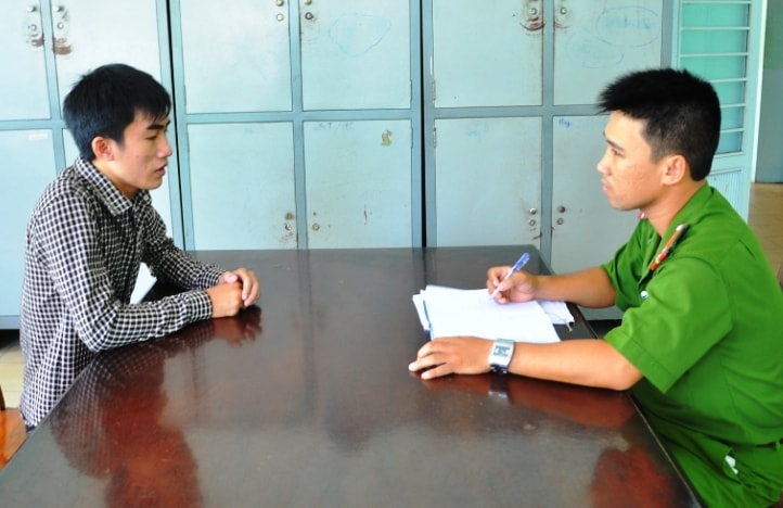 Đối tượng Dũng tại cơ quan Công an.
