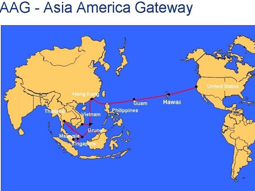 Sự cố đứt cáp AAG đã được khắc phục. Sơ đồ đường đi của cáp AAG. Lần đứt cáp này xảy ra gần vùng biển Hong Kong