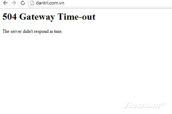 Độc giả vẫn chưa thể truy cập báo điện tử Dantri. (Ảnh chụp từ màn hình)