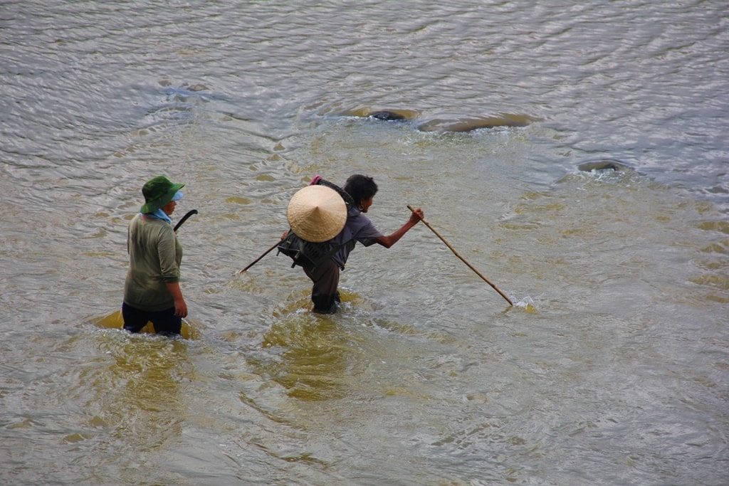 Qua sông.