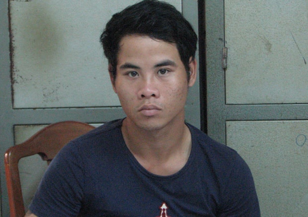 Đối tượng Hoàng tại cơ quan Công an.