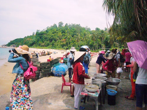 Hàng tươi sống bán cho du khách ở Bãi Hương (Cù Lao Chàm). Ảnh: Đ.H