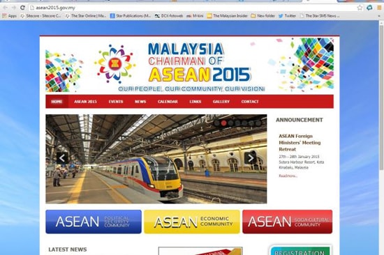 Giao diện mới của trang web ASEAN do Malaysia thành lập trên cương vị Chủ tịch ASEAN.