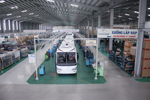 Nhà máy Thaco Bus phấn đấu phục vụ mục tiêu xuất khẩu vào năm 2018. Ảnh: D.L