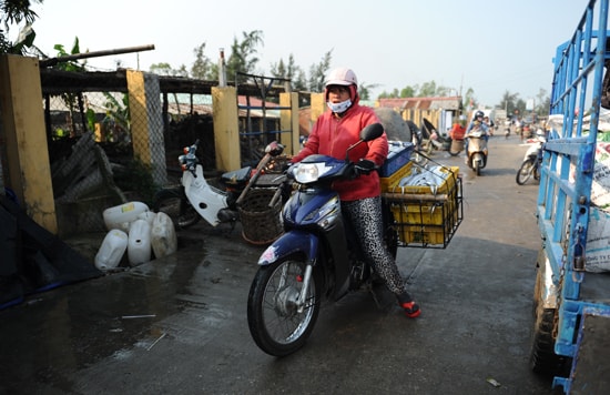 Hối hả cho kịp phiên chợ. Ảnh Minh Hải