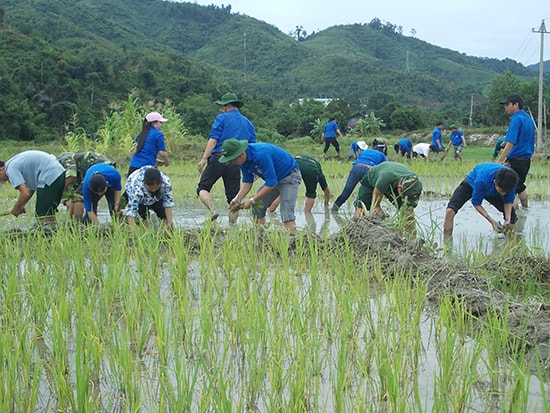 Đoàn viên, thanh niên huyện Đại Lộc tổ chức hoạt động tình nguyện tại Nam Giang.  Ảnh: C.T.V