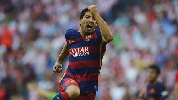 Luis Suarez ăn mừng bàn thắng duy nhất vào lưới Athletic Bilbao - Ảnh: Reuters