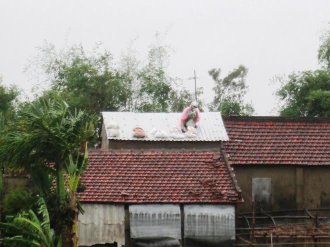 Người dân đang tập trung chèn chống nhà cửa.