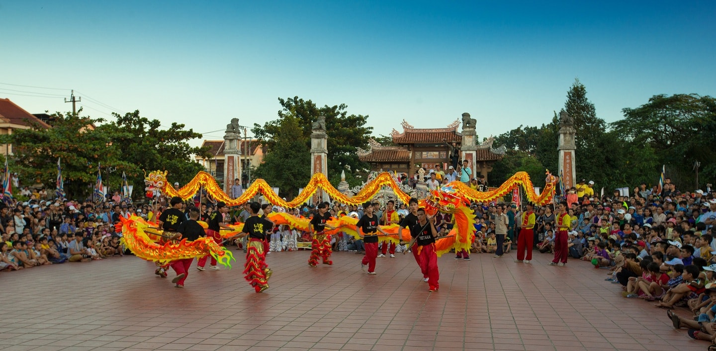 Hội thi múa lân, sư rồng tại Đình Khổng Miếu, phường Cẩm Phô, TP. Hội An