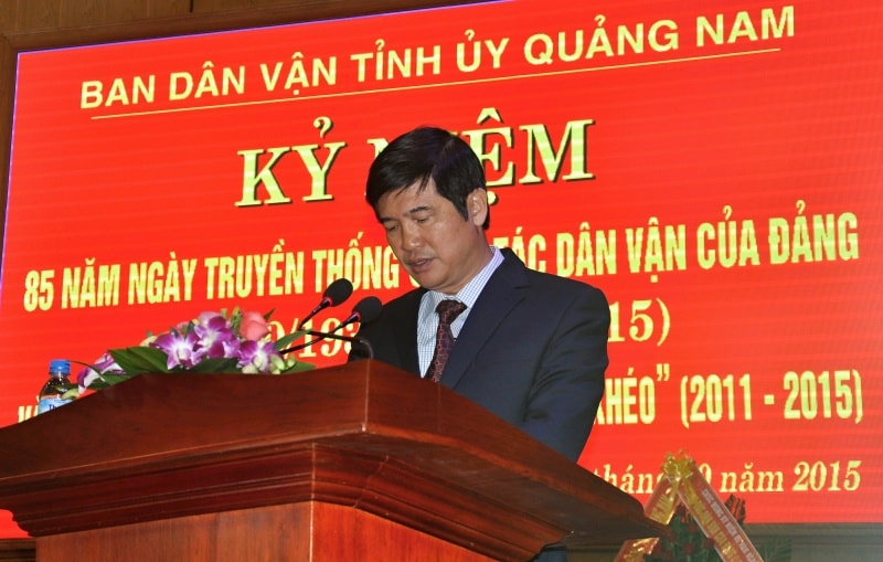 Bí thư Tỉnh ủy, Chủ tịch HĐND tỉnh Nguyễn Ngọc Quang phát biểu tại buổi lễ. Ảnh: VINH ANH