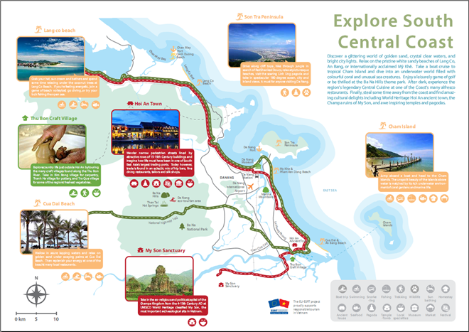 Photo: Part of the map of regional tourism products development for Vietnam’s central coast . (Source: EU-ESRT)