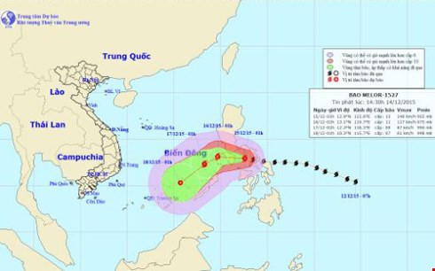 Sơ đồ hướng di chuyển của bão. Ảnh: Internet.