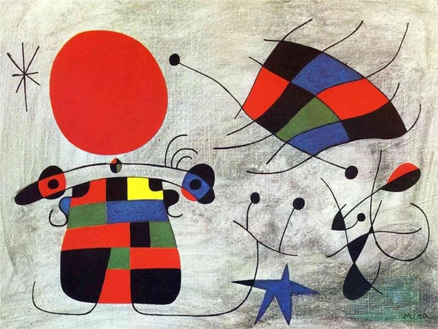 Nụ cười của đôi cánh khoa trương-Tranh của Joan Miro.