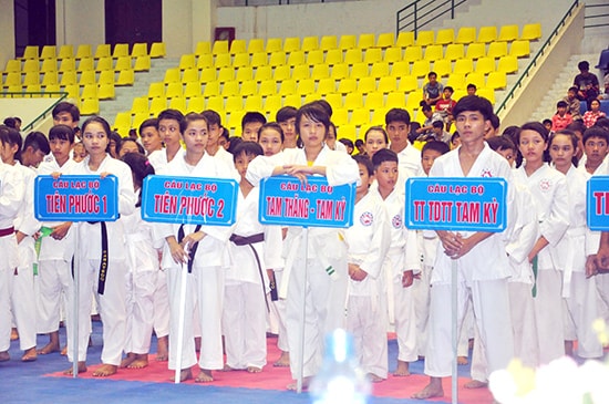 Giải Karatedo trẻ tỉnh lần đầu tiên do Hội Karatedo tỉnh Quảng Nam tổ chức góp phần phát triển phong trào.Ảnh: A.SẮC