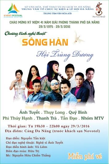 Chương trình nghệ thuật “Sông Hàn - Hội Trùng dương” diễn vào đêm 29.3 với nhiều nghệ sĩ tham dự.