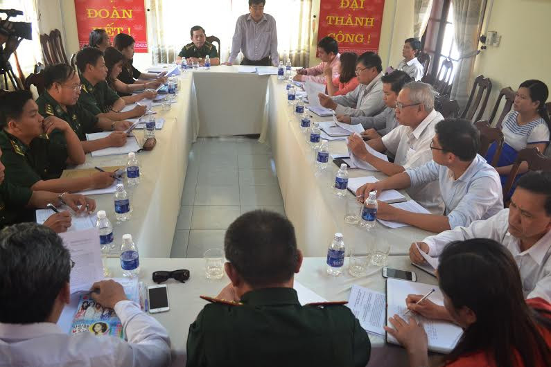Đoàn công tác làm việc với Ủy ban MTTQ Việt Nam huyện Núi Thành. Ảnh: Q.V