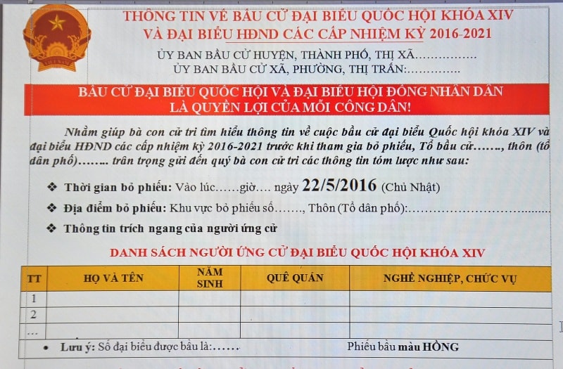 Mẫu tờ rơi. Ảnh: VINH ANH chụp lại màn hình