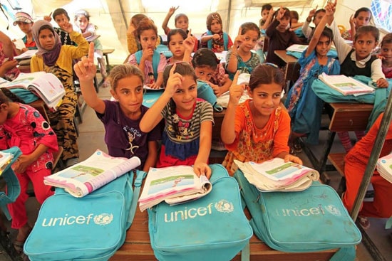 Trẻ em Syria vui vẻ đến lớp. (ảnh: unicef.org.hk)