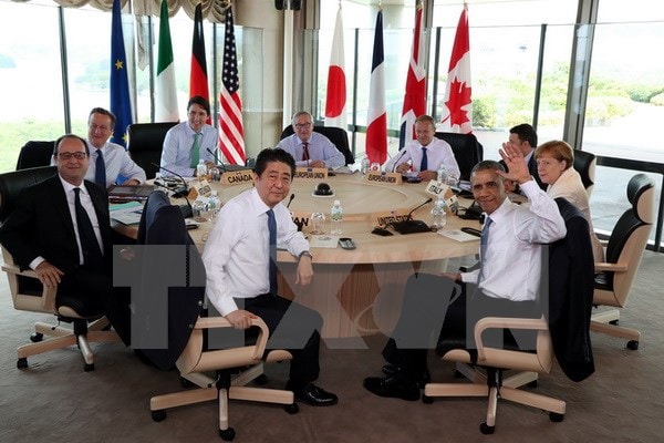 Các nhà lãnh đạo G7 tại cuộc họp ở Mie, Nhật Bản. 