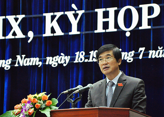 Bí thư Tỉnh ủy, Chủ tịch HĐND tỉnh Nguyễn Ngọc Quang phát biểu khai mạc kỳ họp lần thứ 2, HĐND tỉnh khóa IX.