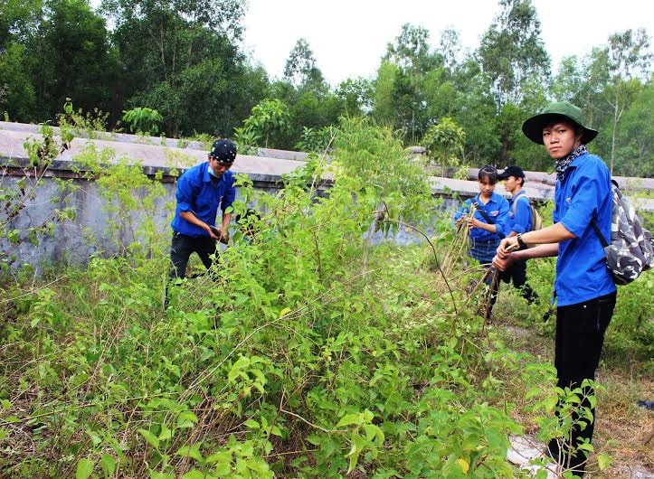 Phát quang, dọn vệ sinh khu Lăng mộ bà Đoàn Quý Phi.