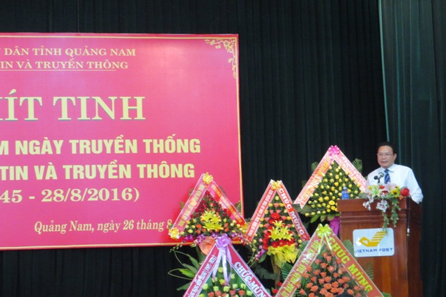 Phó Chủ tịch UBND tỉnh Lê Văn Thanh phát biểu tại lễ kỷ niệm. Ảnh: Hoàng Liên