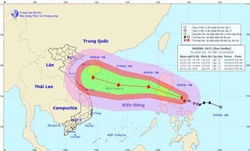 Hình ảnh đường đi và vị trí của cơn bão.