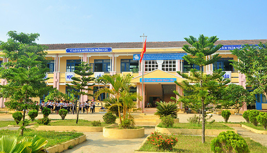 Trường Tiểu học Lê Lợi (Phú Ninh) sau khi mở rộng mặt bằng sân trường đã được công nhận đạt chuẩn quốc gia. Ảnh: X.PHÚ