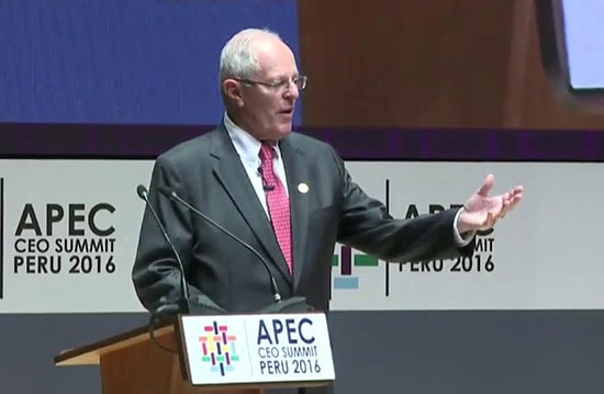 Tổng thống Peru- Pedro Pablo Kuczynski phát biểu khai mạc hội nghị cấp cao APEC 2016. Ảnh: worldwide.chat