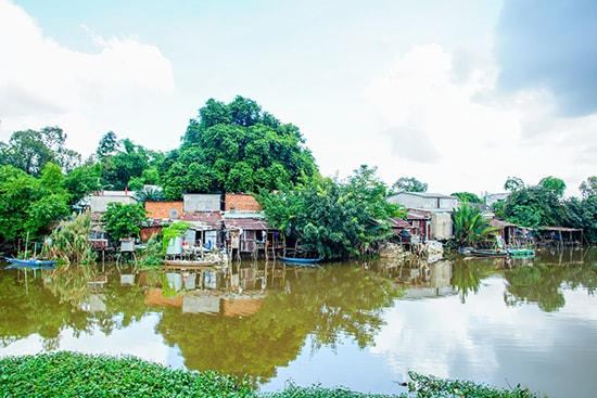 Ở Tam Kỳ vẫn còn nhiều vùng chưa thể “lên đời”. TRONG ẢNH: Xóm Củi nằm ven sông Bàn Thạch.Ảnh: PHƯƠNG THẢO