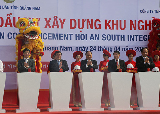 Thủ tướng Chính phủ Nguyễn Xuân Phúc dự lễ khởi công Dự án Khu du lịch nghỉ dưỡng Nam Hội An.Ảnh: MTG