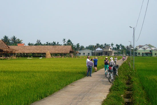 Du khách khám phá làng quê sinh thái Cẩm Thanh. Ảnh: Đ.H