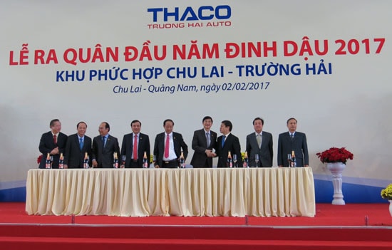 Lễ ra quân đầu năm của Thaco tại Khu phức hợp Chu Lai - Trường Hải sáng ngày 2.2.2017. Ảnh: T.DŨNG