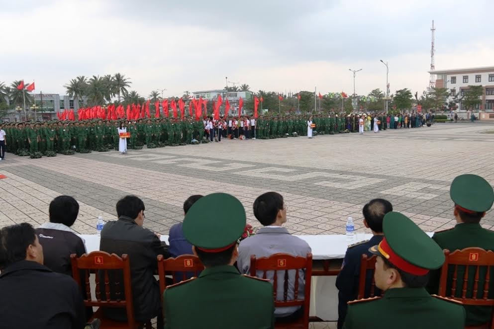 Núi Thành có 217 thanh niên lên đường nhập ngũ trong đợt này. Ảnh: THÀNH CÔNG