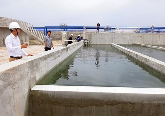 Hệ thống xử lý nước thải tập trung tại KCN Tam Thăng, TP. Tam Kỳ sắp hoàn thiện.Ảnh: T.D