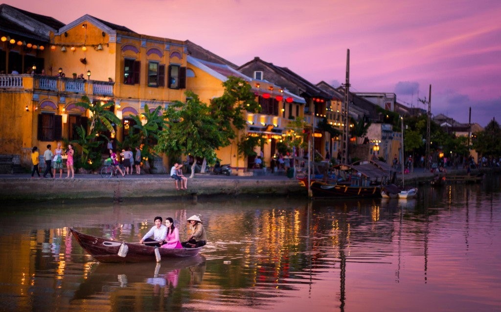 Hoai river in Hoi An city. 