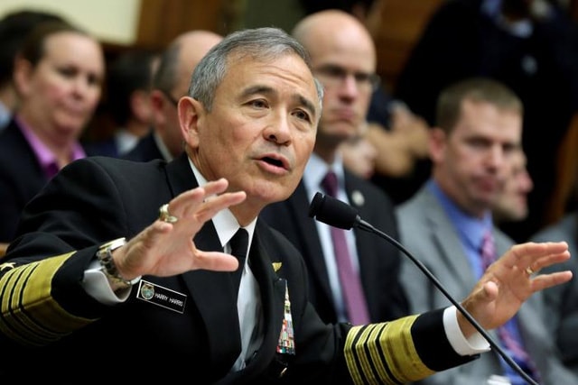 Tư lệnh Bộ chỉ huy Thái Bình Dương Mỹ, Đô đốc Harry Harris. (Ảnh: Reuters)