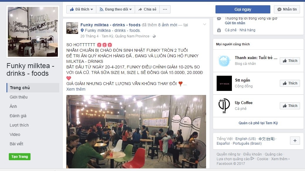 Trang Facebook hơn 2.500 người theo dõi của Funky là nơi anh Quốc theo dõi và ghi nhận những ý kiến của khách hàng để hoàn thiện hơn. Ảnh: VINH CA 