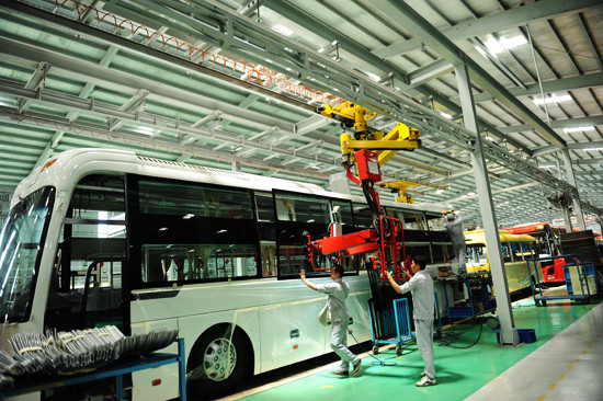 Thaco - Trường Hải chuẩn bị đưa nhà máy sản xuất xe bus cao cấp, chuyên dụng có công suất 1.000 xe/năm vào hoạt động. . Ảnh: MINH HẢI