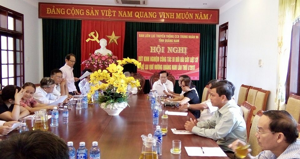 Quang cảnh hội nghị rút kinh nghiệm công tác di dời hài cốt liệt sĩ về lại Quảng Nam đợt 1.2017.